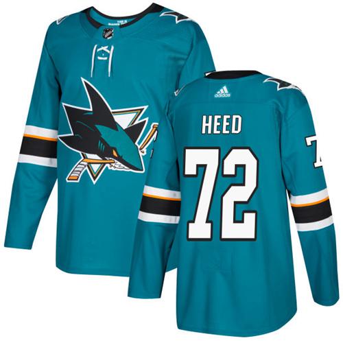 Adidas Sharks #72 Tim Heed Teal Home Authentic Stitched NHL Jersey - Click Image to Close